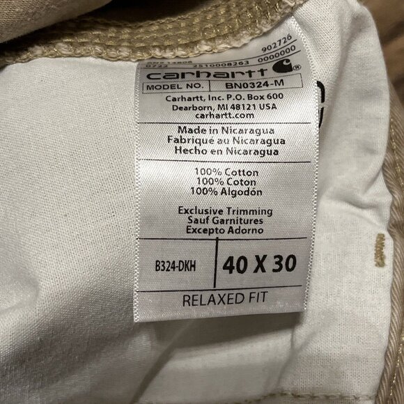 Men's Carhartt Relaxed Fit Carpenter Pants SIZE 40x30 Tan Casual Work B324-DKH - Picture 12 of 12